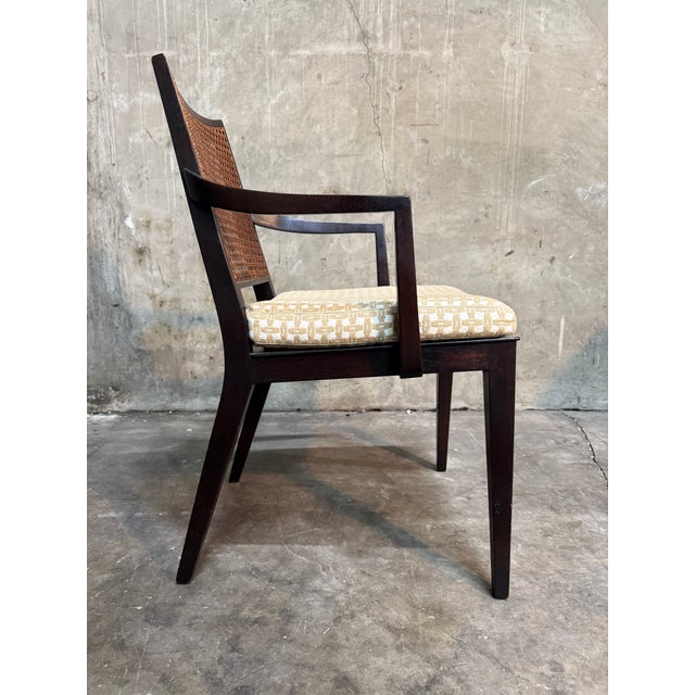 1950s Set of 10 Edward Wormley Walnut and Caned Dining Chairs for Dunbar For Sale - Image 11 of 18