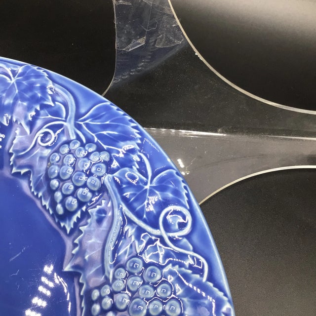 Bordallo Pinheiro Grape Cobalt 14” Chop/Charger Plate For Sale - Image 10 of 12