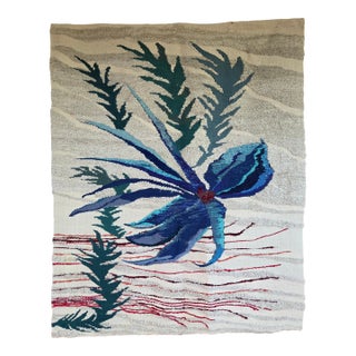 1980s Primitive Flower From Primitive Flower Series: Hand Woven Tapestry For Sale