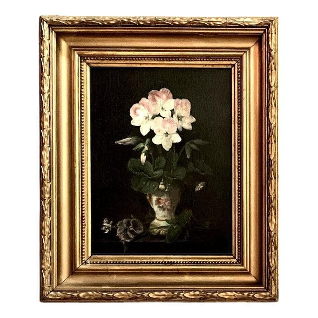 Bouquet of Flowers, 19th Century, Oil Painting on Panel, Framed For Sale