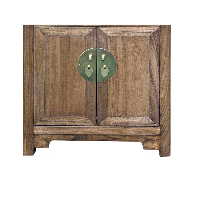 Oriental Simple Natural Wood Brown Drawer End Table Nightstand For Sale - Image 11 of 16