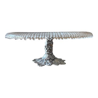 Arthur Court Designs Cast Aluminum and Ribbed Glass Epergne or Pedestal Platter For Sale