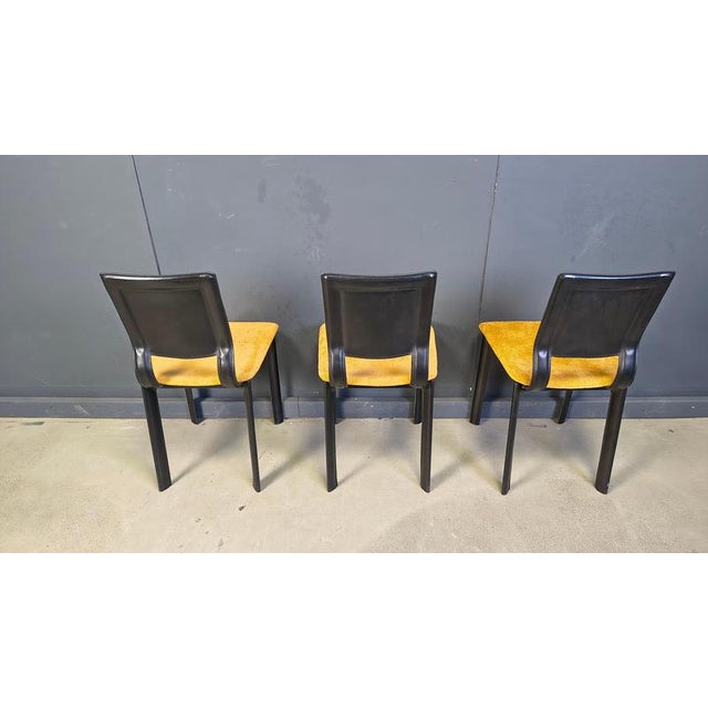 Black Vintage Black Leather and Fabric Dining Chairs, 1980s, Set of 6 For Sale - Image 8 of 14
