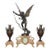 Antique Clock Garniture Rare French 1896 "Amour Irresistible" Angel Statue Pink Marble 3-Piece Mantel Set For Sale