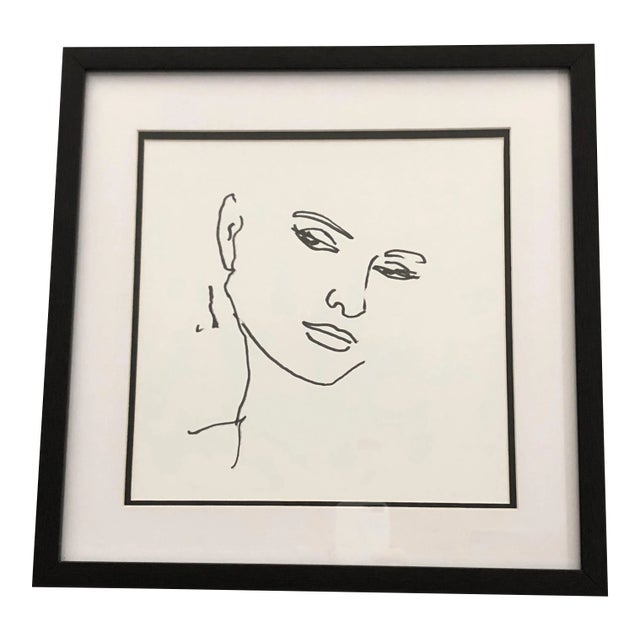 Black Ink Portrait Sketch For Sale