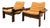 Vintage Oak and Orange Velvet Armchairs, 1979, Set of 2 For Sale