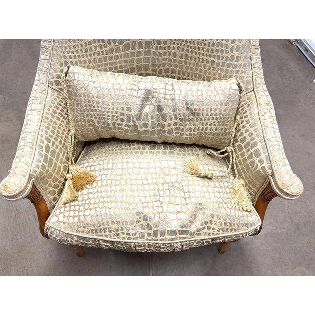 Wood Late 20th Century Upholstered Accent Arm Chair For Sale - Image 7 of 14
