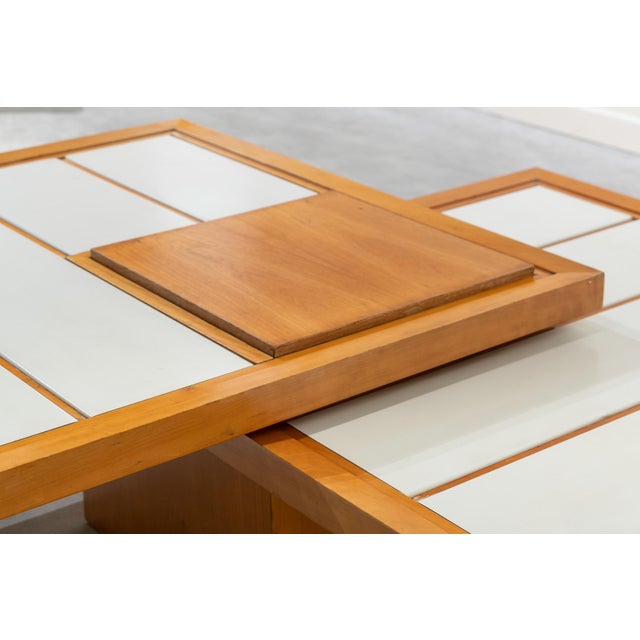 Walnut Coffee Table Tiled Top and Square Leaves, France, 1960s For Sale - Image 13 of 14