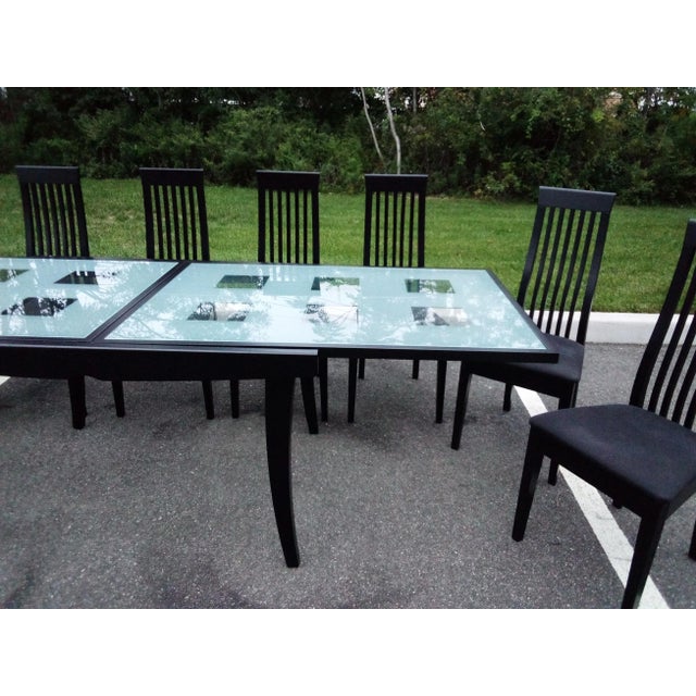 Wood Calligaris Italian Designer Dining Table With 8 Chairs on Sale Now $1995 Bon Ton 95" Dining Table Eight Chairs For Sale - Image 7 of 11