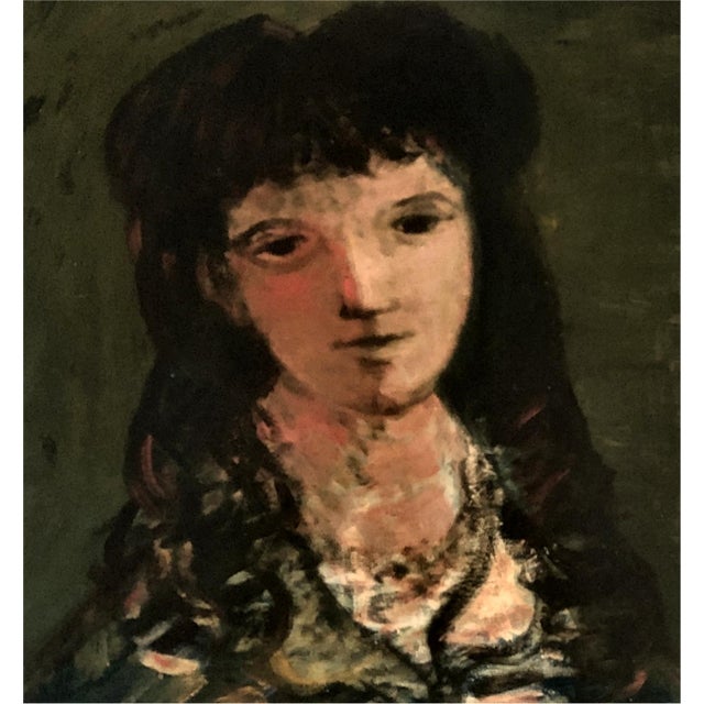 Sylvain Vigny, Portrait of Woman with Hat, Oil Painting, 1950s, Framed For Sale - Image 6 of 13