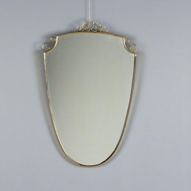 Metal Vintage Mirror with Brass Frame, 1950s For Sale - Image 7 of 7
