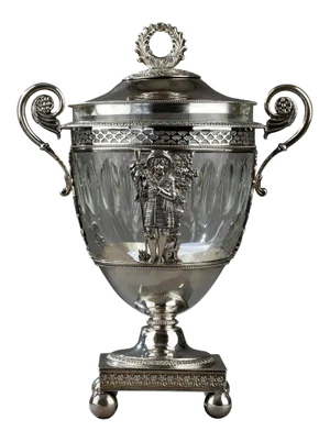 Early 19th Century Silver and Crystal Candy Dish
