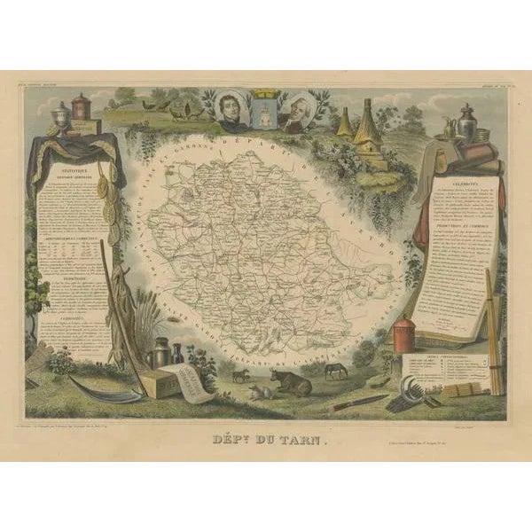 Map of the French Department of Tarn For Sale - Image 3 of 6