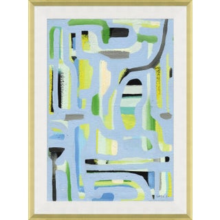 Aqua Tapestry Canvas - Hand Embellished Framed Art by Susan Hable For Sale