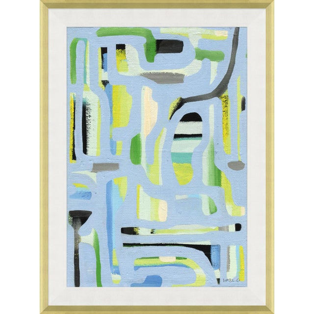 Aqua Tapestry Canvas - Hand Embellished Framed Art by Susan Hable For Sale