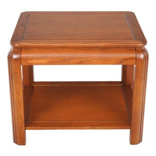 Vintage 1970s Ming Style Wood Side Table For Sale