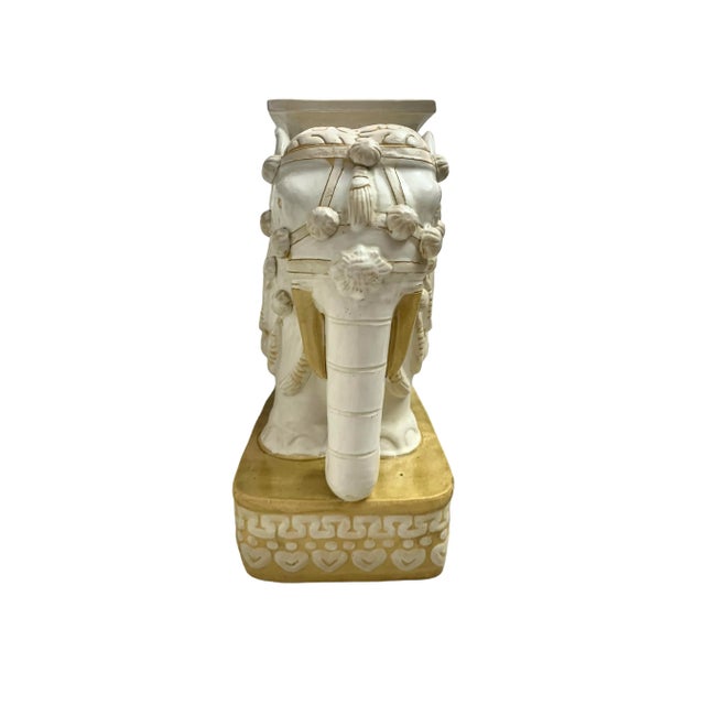Mid-Century Modern Chinoiserie White Ceramic Elephant Garden Stool, Plant Stand, 23"h For Sale In Tulsa - Image 6 of 9