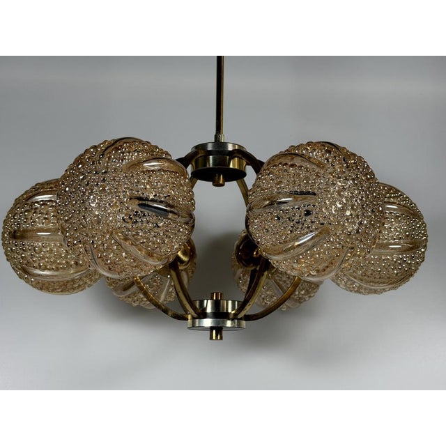 1960s Sputnik Six-Light Chandelier in Glass from Kaiser-Leuchten, 1960s For Sale - Image 5 of 18