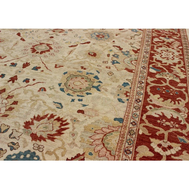 Late 20th Century Large Vintage Sultanabad Rug on Ivory Field 11'1"x14'6" For Sale - Image 5 of 11