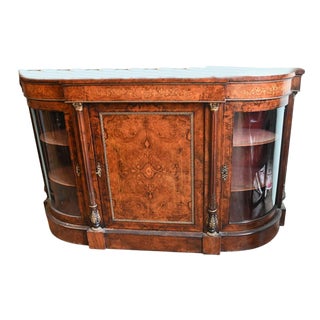Victorian Credenza in Walnut Marquetry Inlay, 1860 For Sale