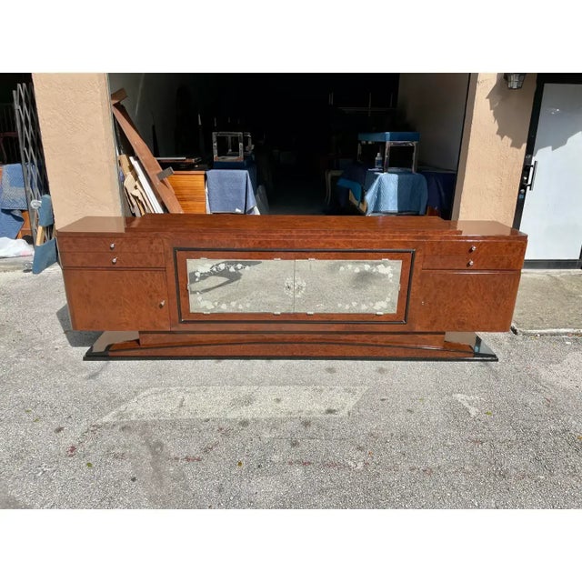 1940s Mastepiece French Art Deco BurlWood Sideboard & Credenzas For Sale - Image 9 of 12