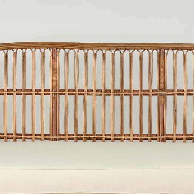French Art Deco Rattan Sofa For Sale - Image 4 of 15