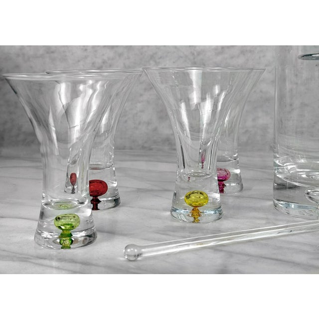 Metal Mid 20th Century Chrome & Blown Glass Shot Glasses & Mixer Bar Serving Set For Sale - Image 7 of 9
