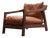 Olive Green Leather Lounge Chair, Mid Century Modern Accent Chair, Solid Wood Frame Armchair, Luxury Living Room Seating For Sale