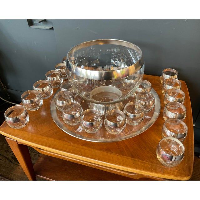 Mid 20th Century Mid 20th Century Attributed to Dorothy Thorpe Sterling Roly Poly & Punch Bowl Set- 27 Pieces For Sale - Image 5 of 18
