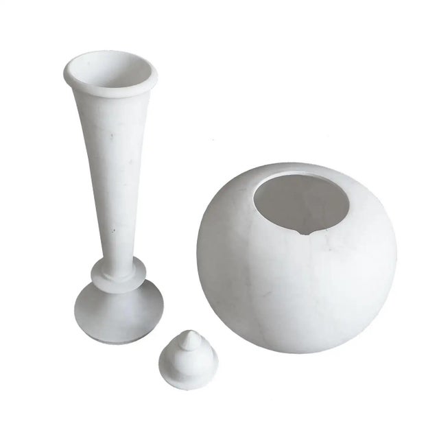 Hand-Carved White Marble Vase, 28 Inches Tall, Late 20th Century For Sale - Image 15 of 16