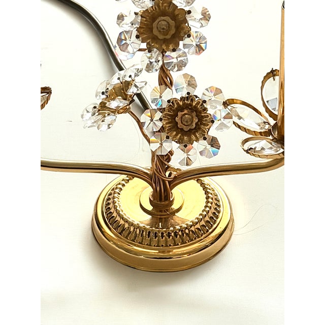 Vintage Brass Lead Crystal Table Lamp from Palwa, 1960s For Sale - Image 13 of 17