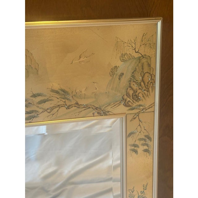 1980s LaBarge Chinoiserie Hand Painted Gold Églomisé Mirror For Sale - Image 5 of 12