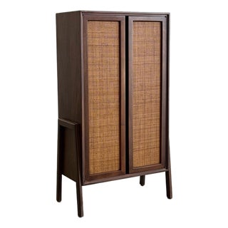 1960s Cane and Walnut Bookcase For Sale