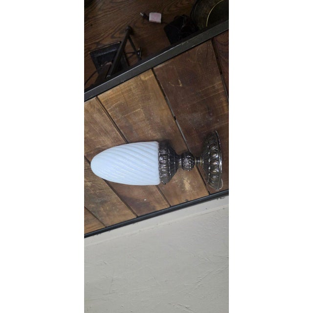 White Vintage Art Deco Milk Glass Globe Flush Mount Ceiling Light Hallway Entry Fixture For Sale - Image 8 of 11