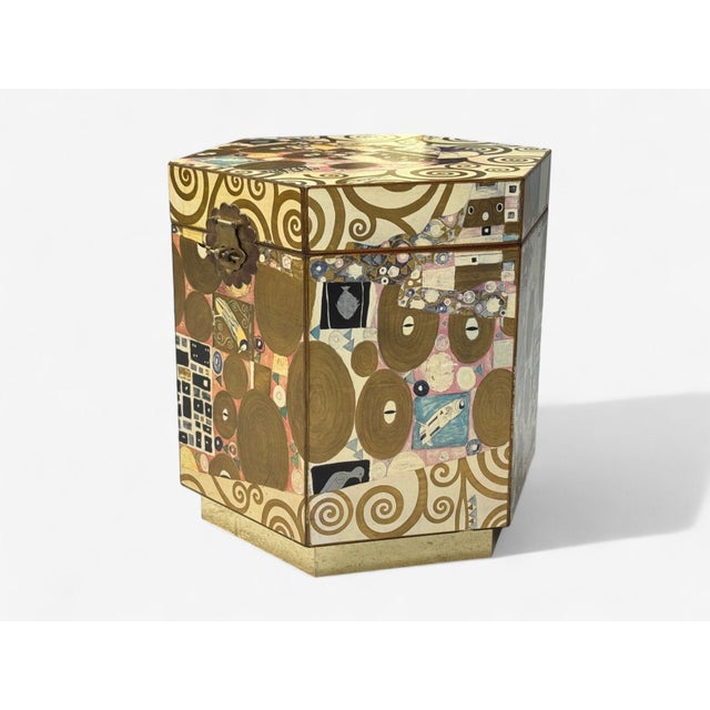 Austrian Modern, Storage Box, Gustav Klimt Style Wallpaper, 20th C. For Sale - Image 14 of 14
