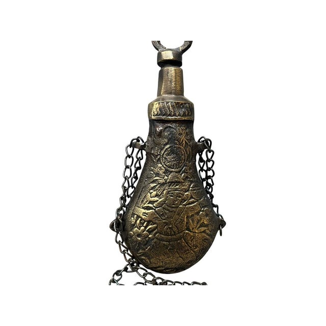 Ottoman Style Brass Gun Powder Flask For Sale - Image 6 of 7