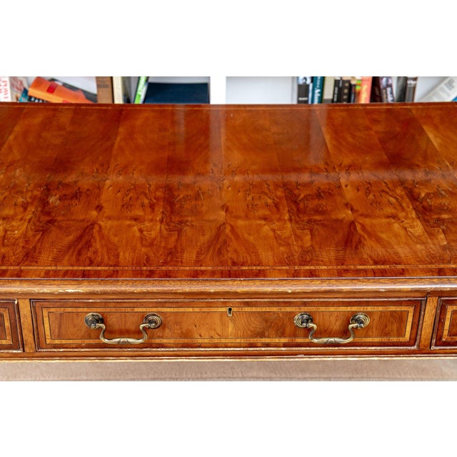 Chippendale Early 20th Century Chippendale Style Mahogany and Satinwood Writing Desk With Brass Hardware and Fall-Front Drawer For Sale - Image 3 of 11