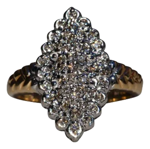 The Malvina: Ladies 14K Two Tone Diamond Navette Cluster Ring