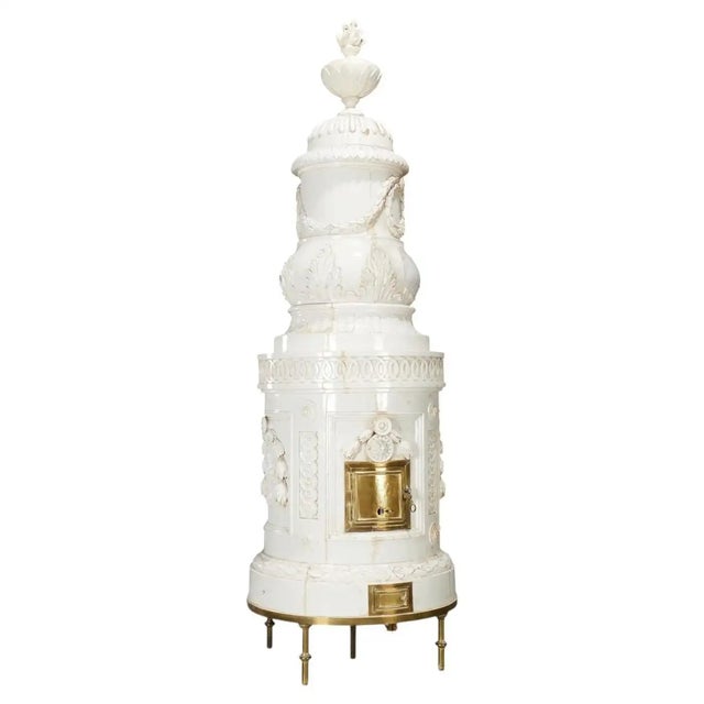 White 19th Century Austrian Neoclassical Glazed Terracotta Stove For Sale - Image 8 of 8