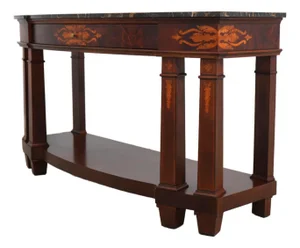 Henredon Inlaid Mahogany Marble Top Console Sideboard