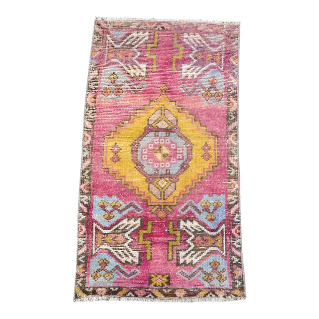 1960s Vintage Floral Wool Rug For Sale