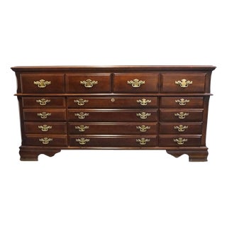 Bassett Furniture Solid Cherry Traditional Style 64" Triple Dresser 2107-237 For Sale