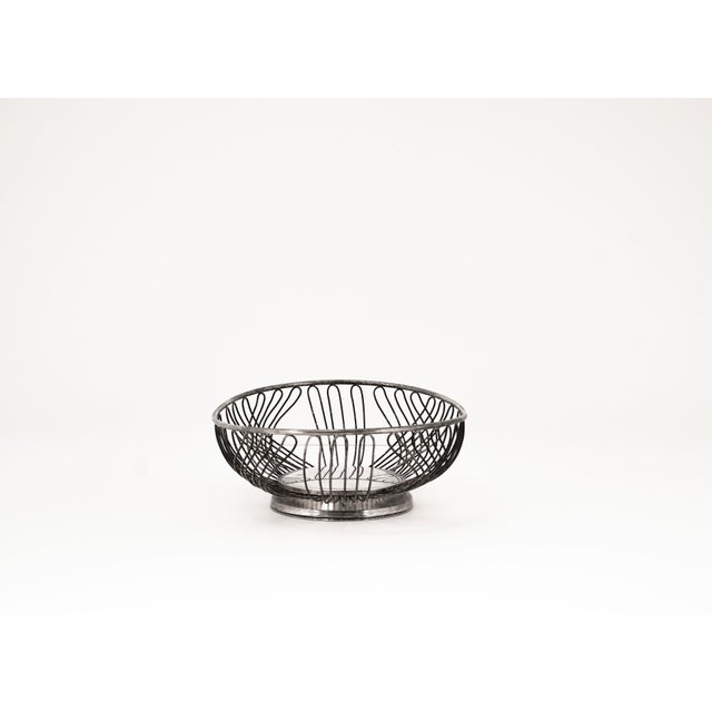 1950s Mid-Century Modern Wire Basket with Silver Plating, 1950s For Sale - Image 5 of 9
