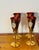 Set of 4 Italian Vietri Regalia flute glasses with gold , enamel and ruby glass.