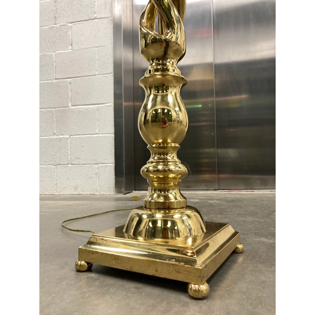 Heavy Brass Triple-Helix Floor Lamp Manner of Chapman For Sale - Image 11 of 12