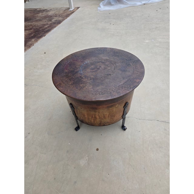 Hammered Copper Drum Table For Sale In San Antonio - Image 6 of 10