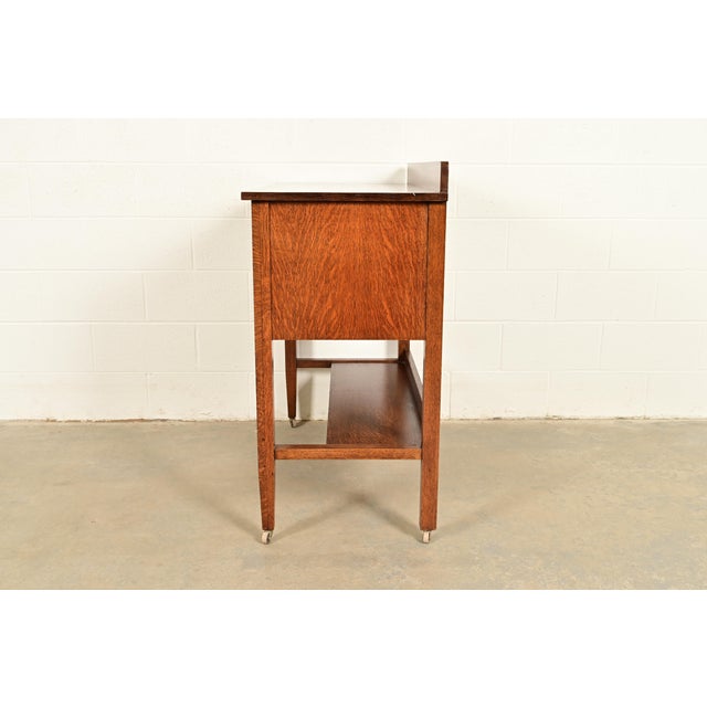 Stickley Brothers Style Antique Mission Oak Arts & Crafts Sideboard Buffet or Bar Cabinet, Circa 1910 For Sale - Image 14 of 16