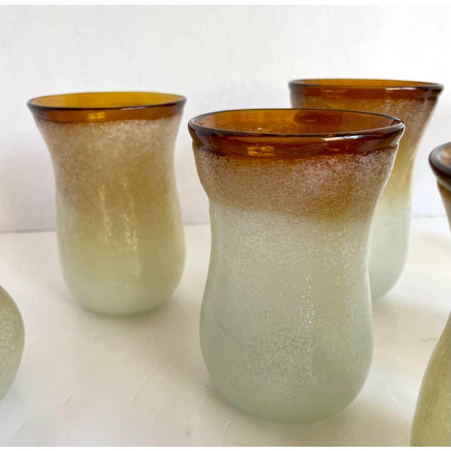 Glass 1970s Murano-Style Hand-Blown Frosted Art Glass Barware Set - 8 Pieces For Sale - Image 7 of 9