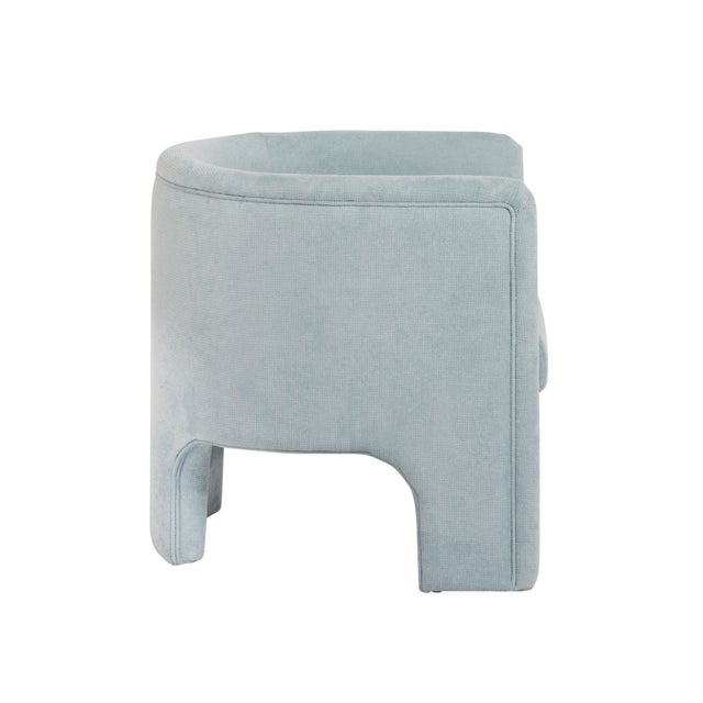 Worlds Away Matthew Izzo Home Lansky Light Blue Performance Chenille, Minimalist Three Legged Barrel Back Club Chair For Sale - Image 4 of 7