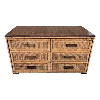 Vintage Italian Bamboo and Rattan Bohemian Chest of Drawers, 1960s For Sale